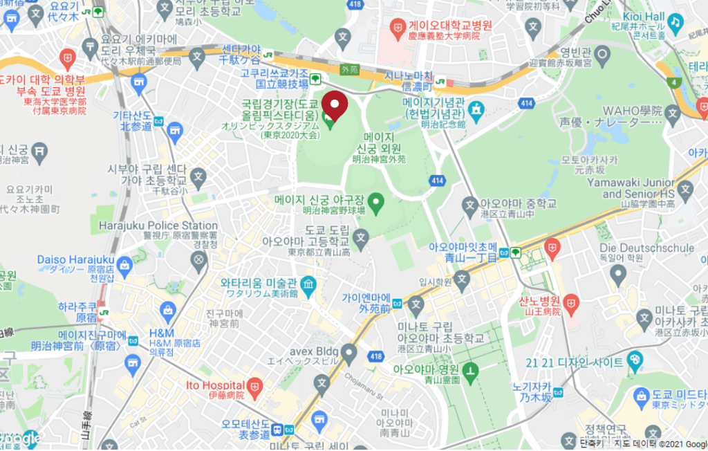 도쿄 올림픽 스타디움 지도