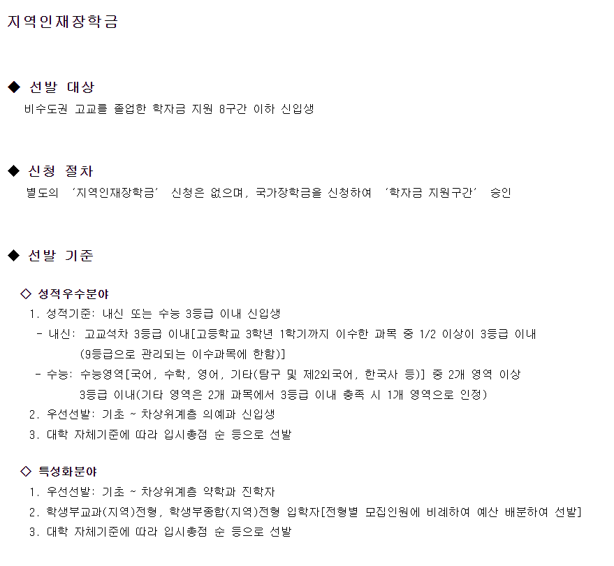 2022년 지역인재장학금