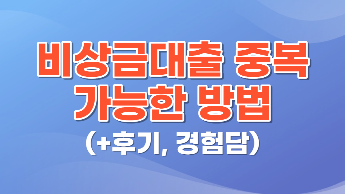 비상금대출 중복